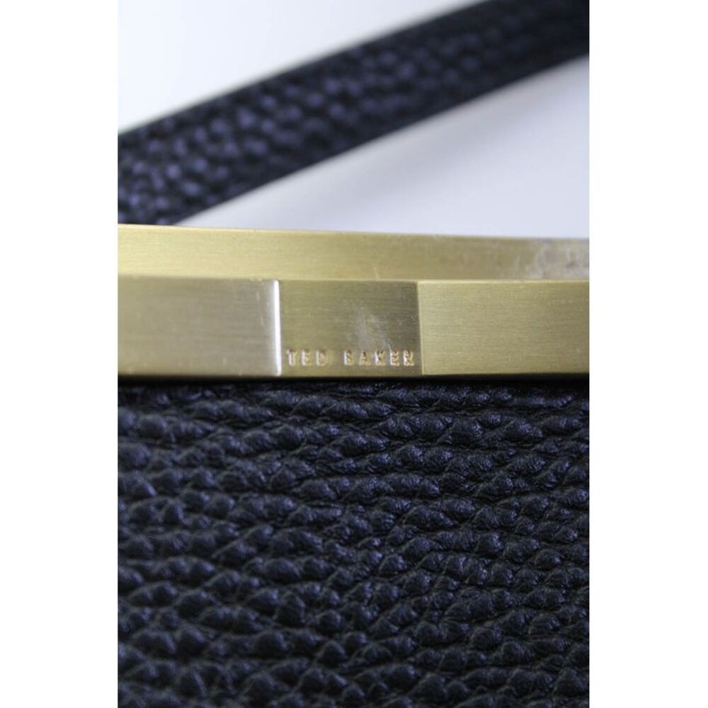 Ted Baker Womens Bovine Leather Zipped Metal Accent Shoulder Tote Handbag Black - Picture 6 of 10